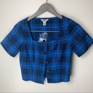 Arizona Womens Square Neck Short Sleeve Crop Top